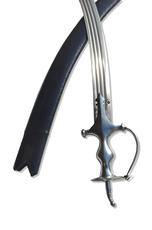 Tegha with Nickle Plated Hilt and 3 Fuller Blade